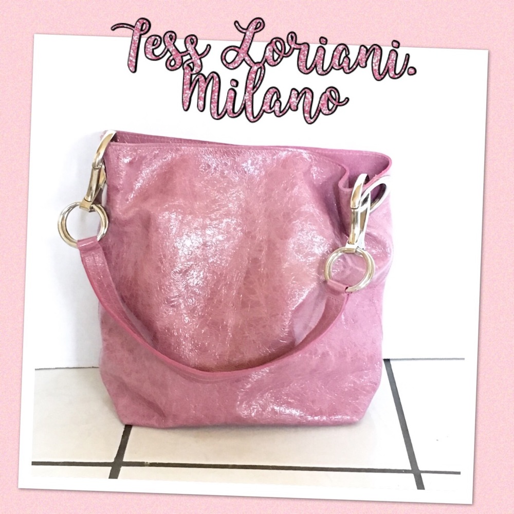 Tess Loriani Milano Large Pink Leather Tote